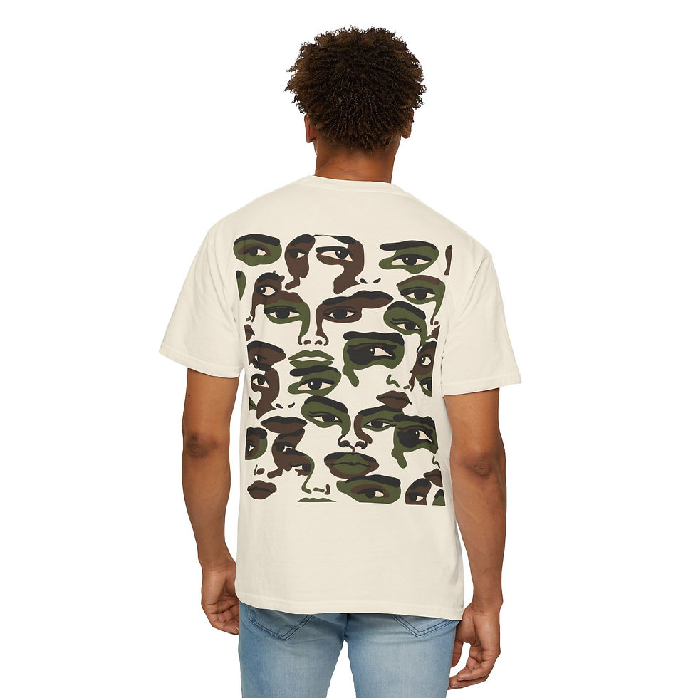 Thumbnail: Olive Muse Fragmented Vision T-Shirt – Ivory Back Lifestyle View