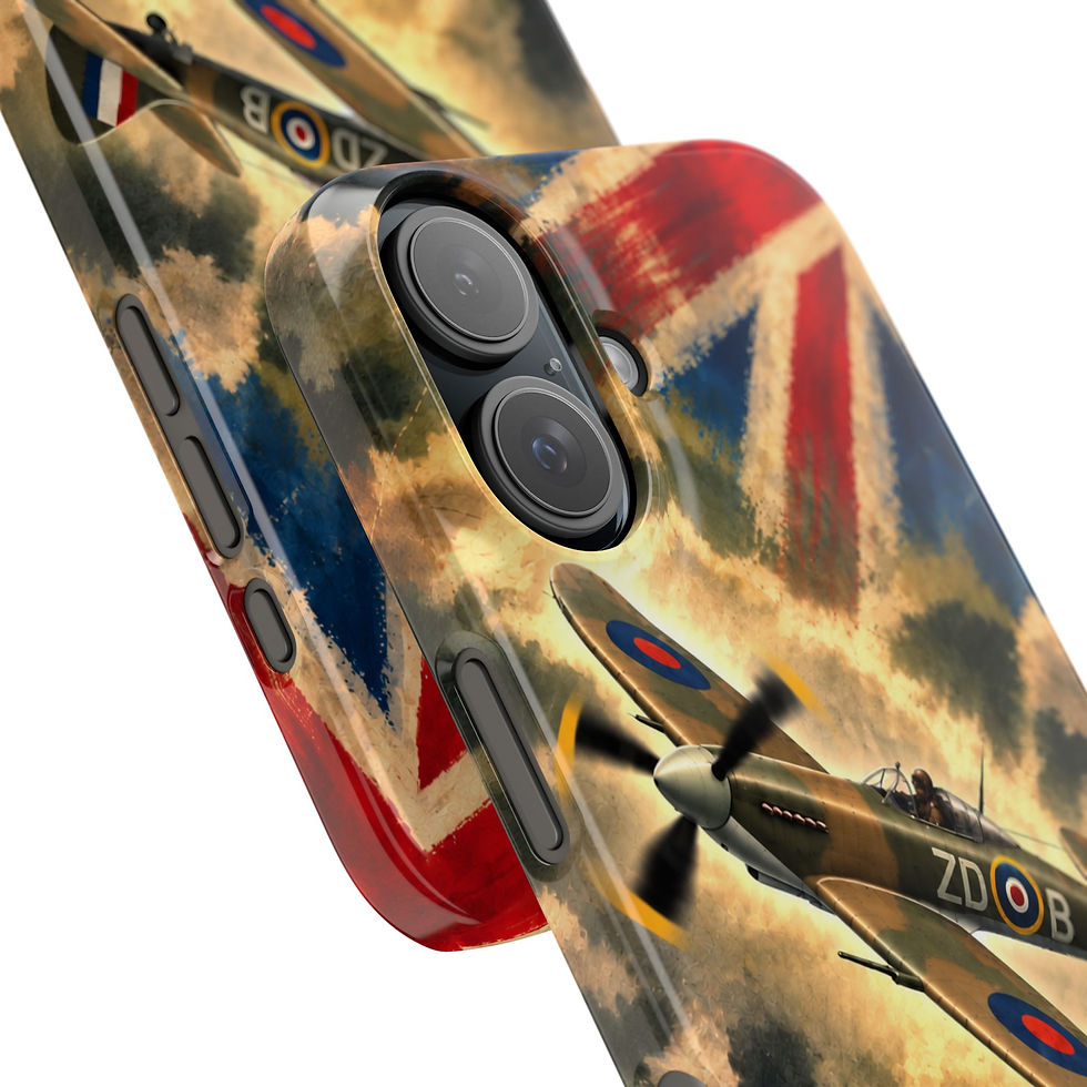 Miniatură: Spitfire RAF Camo WWII Slim IPhone 16 Case – Angled Magnetic Case View