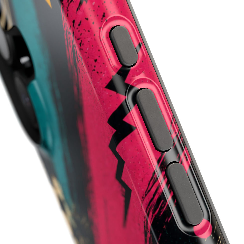 Minijatura: Black Radical Surf Retro 80s Glossy Phone Case Side Button Detail