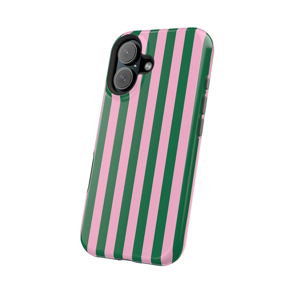 Indexkép: Emerald Pink Stripe Glossy Magnetic Phone Case – Angled View