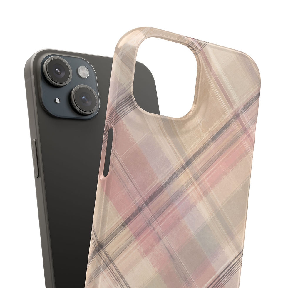 Miniatura: Heritage Beige Vintage Plaid Slim iPhone Case – Case and Interior Detail showing slim snap-on construction