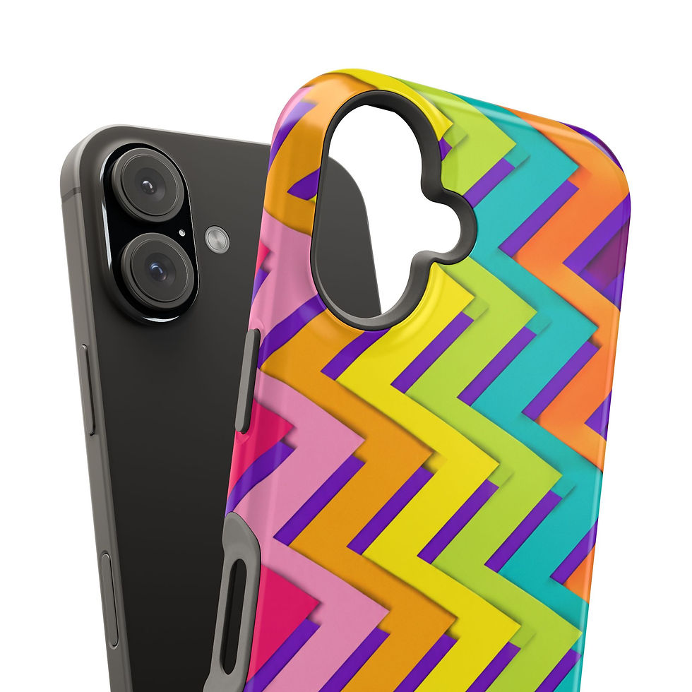 Миниатюра: Neon Zigzag Pop Glossy Magnetic Phone Case – Interior and Back View