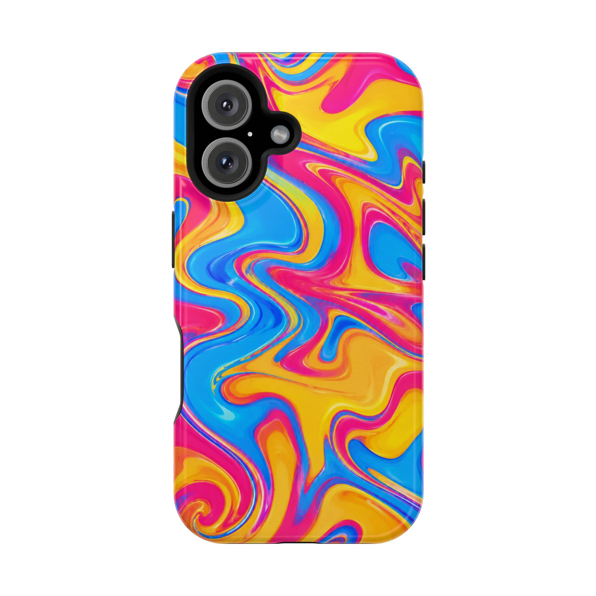 Neon Candy Swirl Glossy Magnetic Phone Case – Front Picture