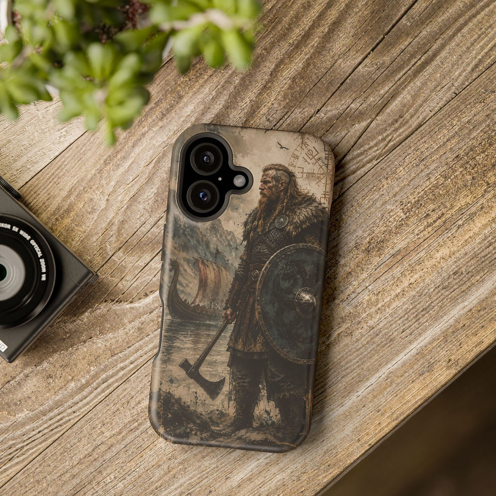 Viking Warrior Northern Storm Phone Case Lifestyle Tabletop View