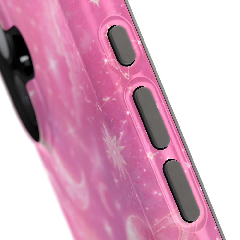 الصورة المصغرة: Celestial Pink Glossy Phone Case Side Button Detail