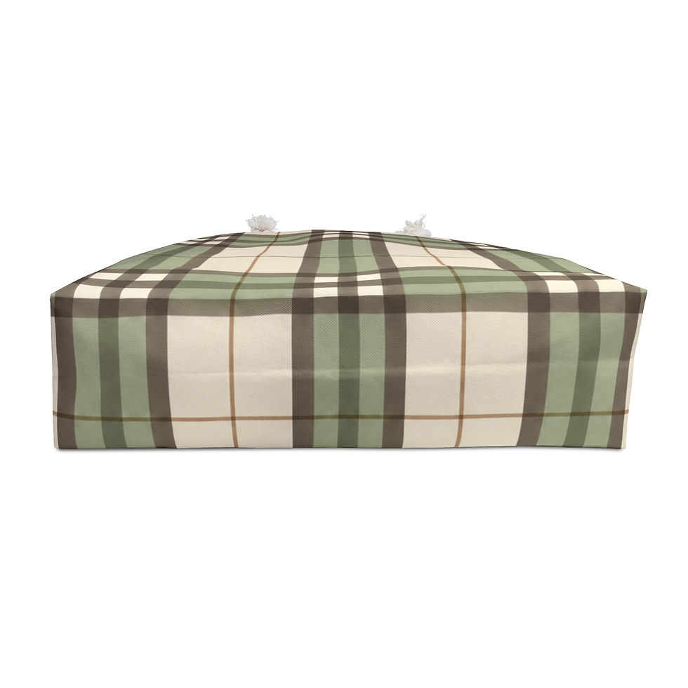 Thumbnail: Ivory Sage Heritage Vintage Plaid Weekender Bag – Bottom View