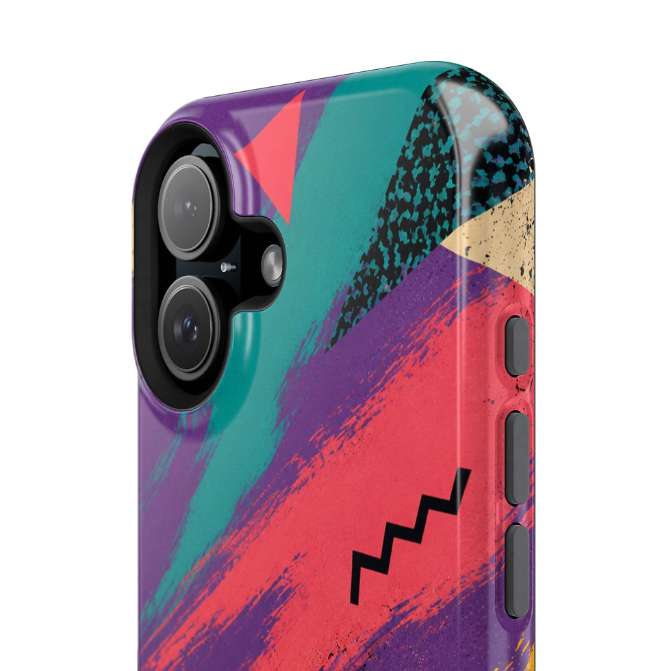 Miniaturbild: Teal Static Retro 80s Glossy Phone Case Camera and Side Detail