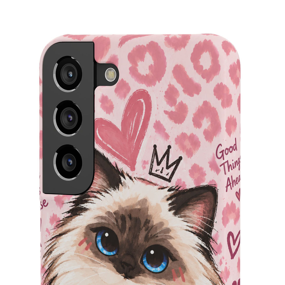 Thumbnail: Pink Ragdoll Sweetheart Leopard Cat Slim Phone Case – Samsung front view with camera detail and pink Ragdoll design