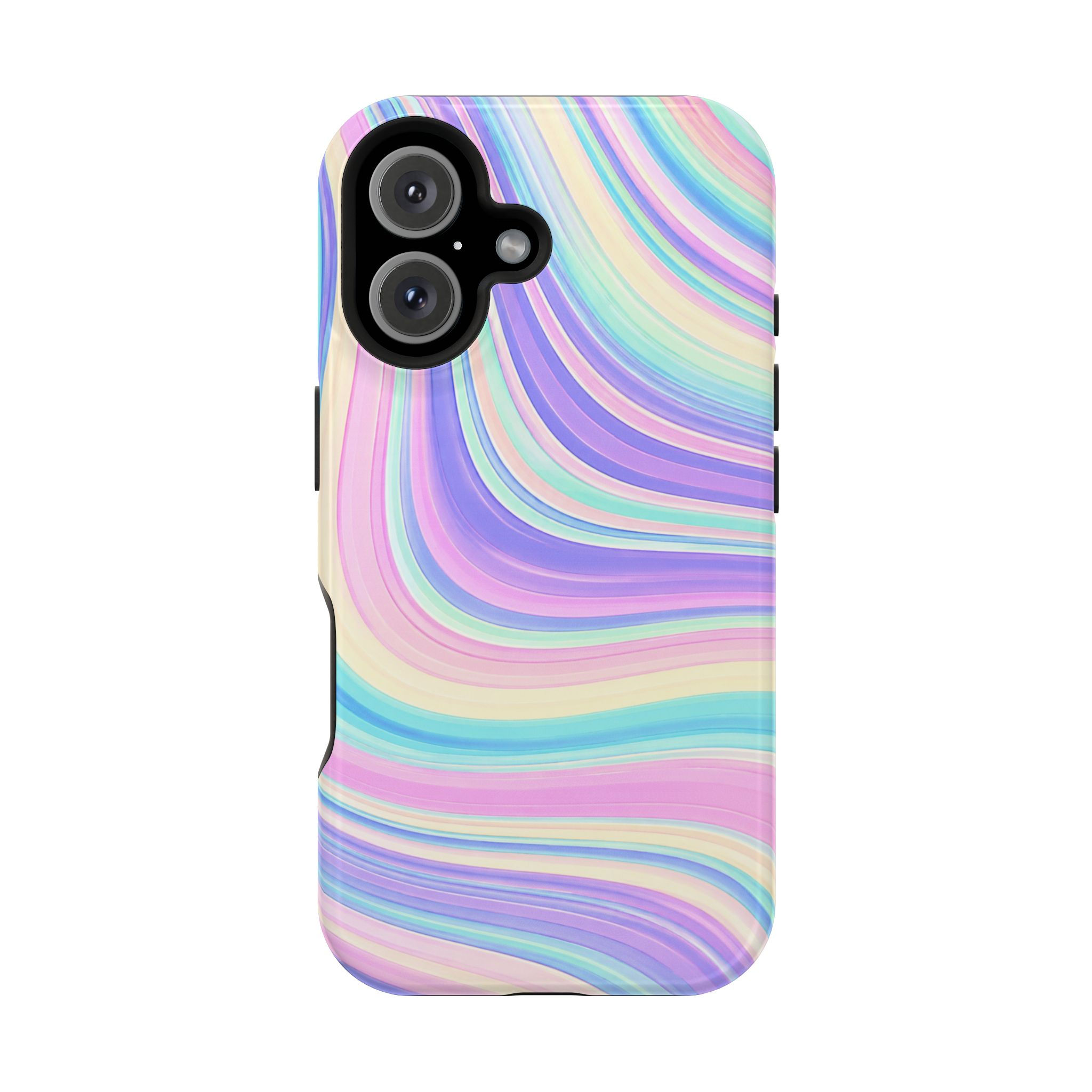 Pastel Ribbon Flow Glossy Magnetic Phone Case – Front Picture