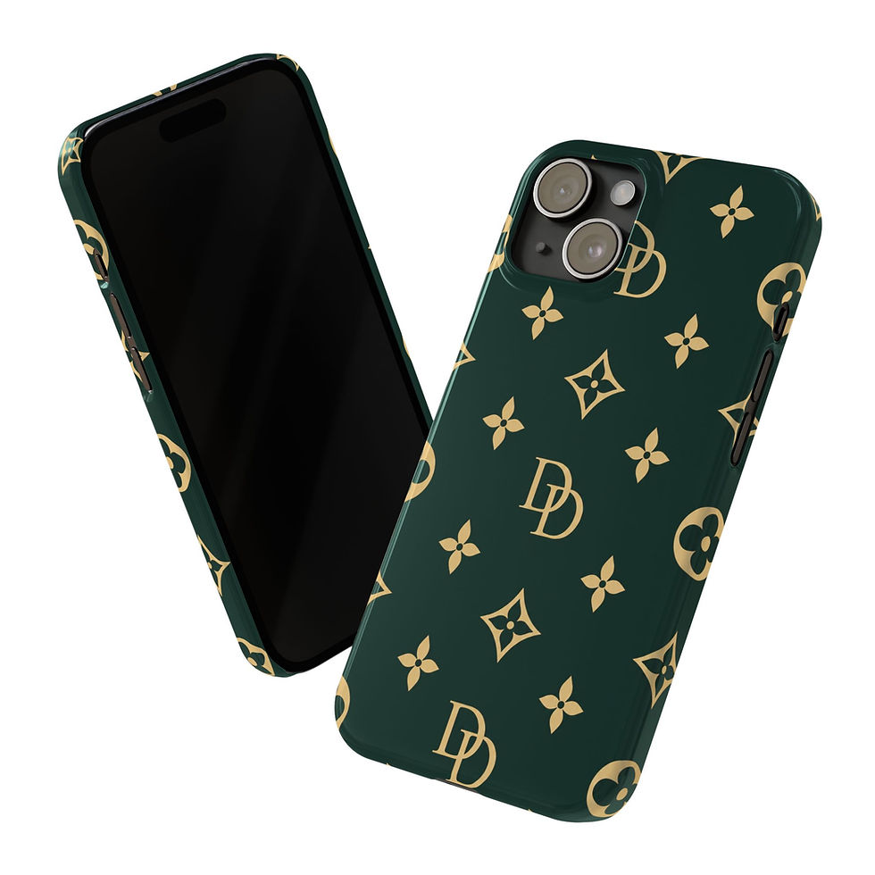 Μικρογραφία: Emeraude Royale Luxury Monogram Slim iPhone Case – Front and Back Product View