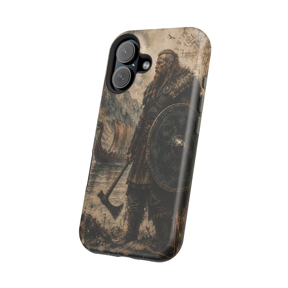 Thumbnail: Viking Warrior Northern Storm Magnetic Phone Case Angled View