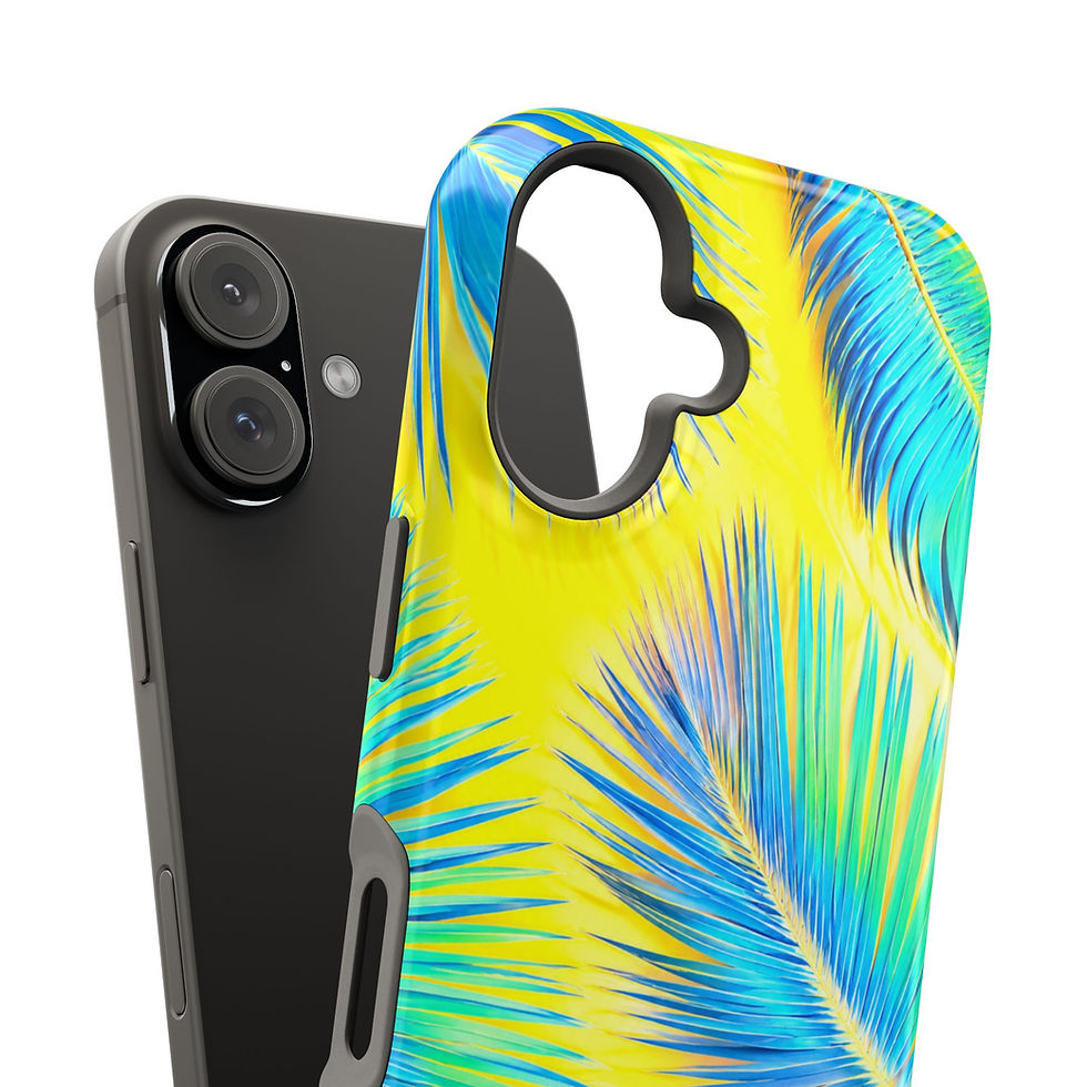 Miniatura: Electric Tropical Palms Glossy Magnetic Phone Case – Interior and Back View
