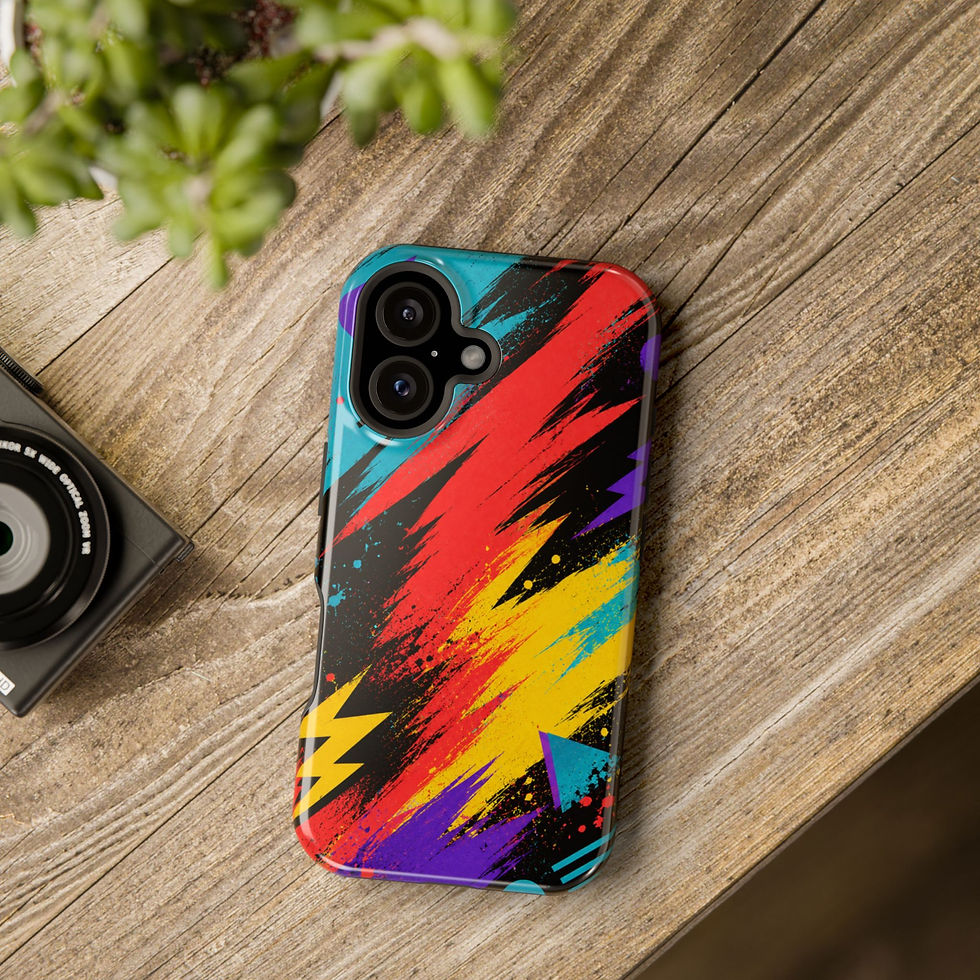Radical Splash Surf Retro 80s Glossy Phone Case Lifestyle Tabletop View