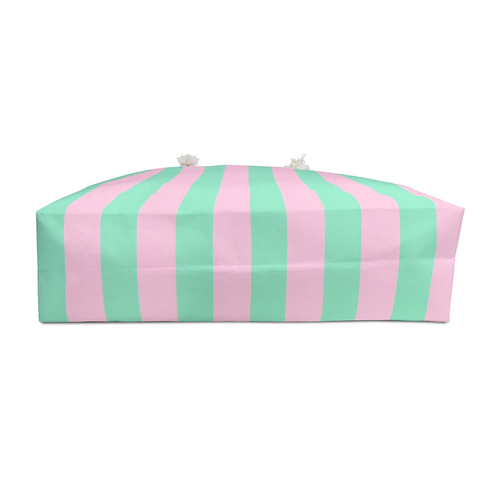 Thumbnail: Mint Blush Stripe Weekender Bag – T-Bottom View