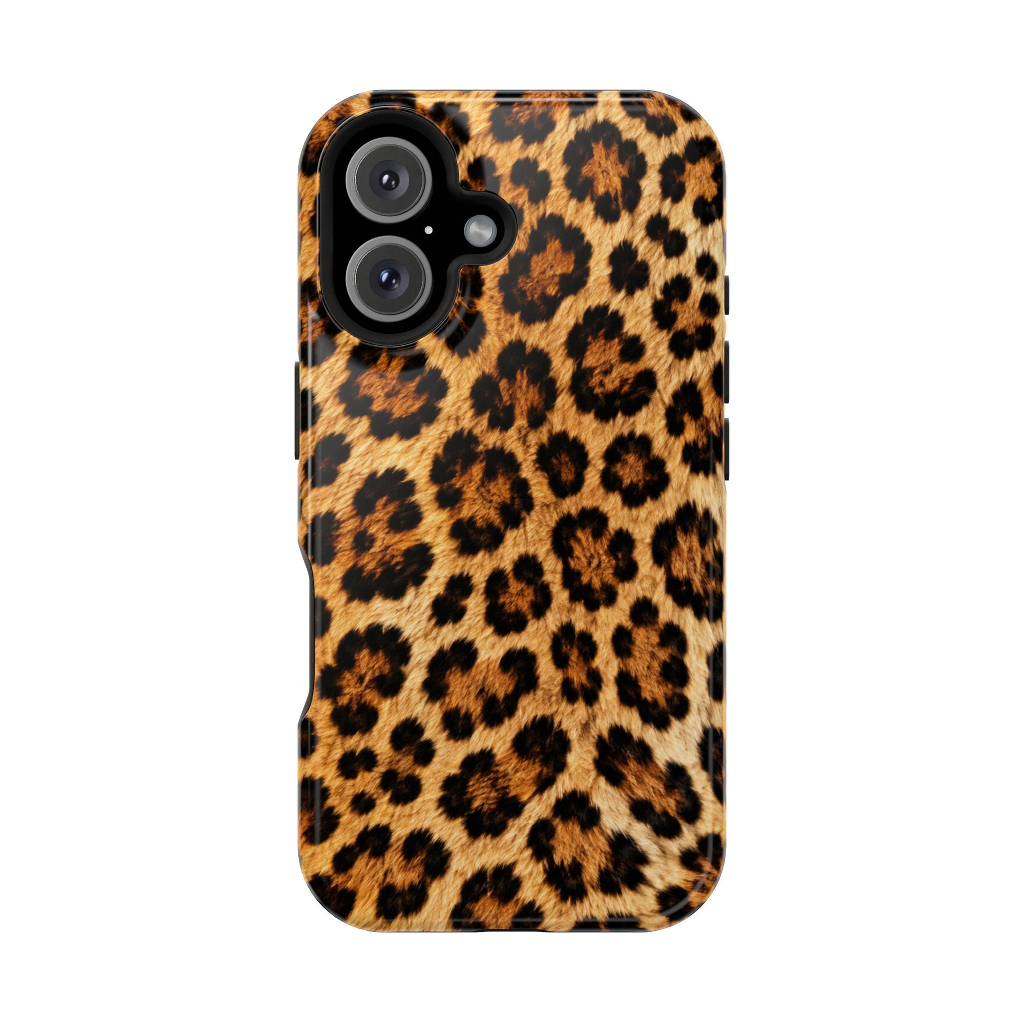 Golden Leopard Animal Print Magnetic Phone Case front view