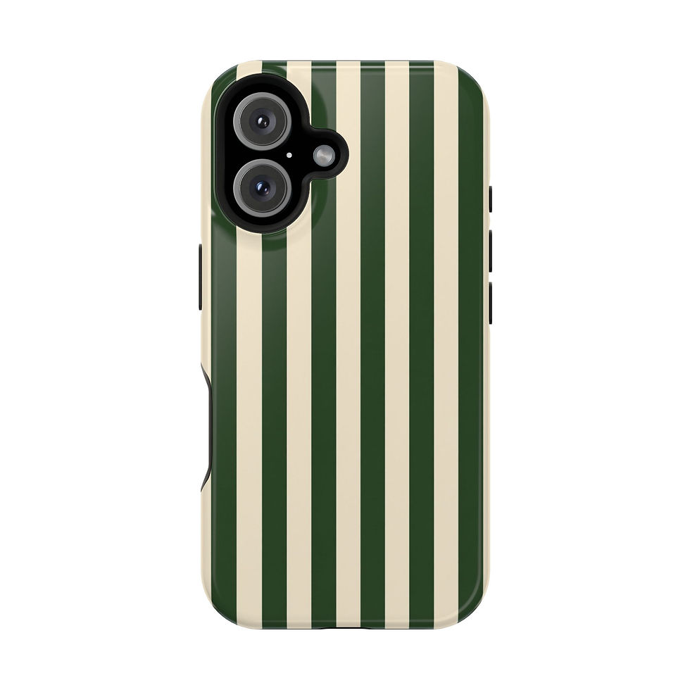 Forest Cream Stripe Glossy Magnetic Phone Case – Front Picture