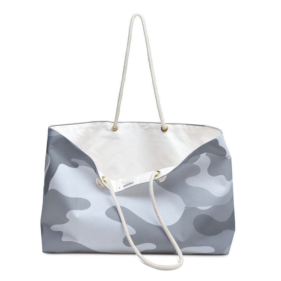 الصورة المصغرة: Arctic Grey Camo Weekender Bag – Angled Side View