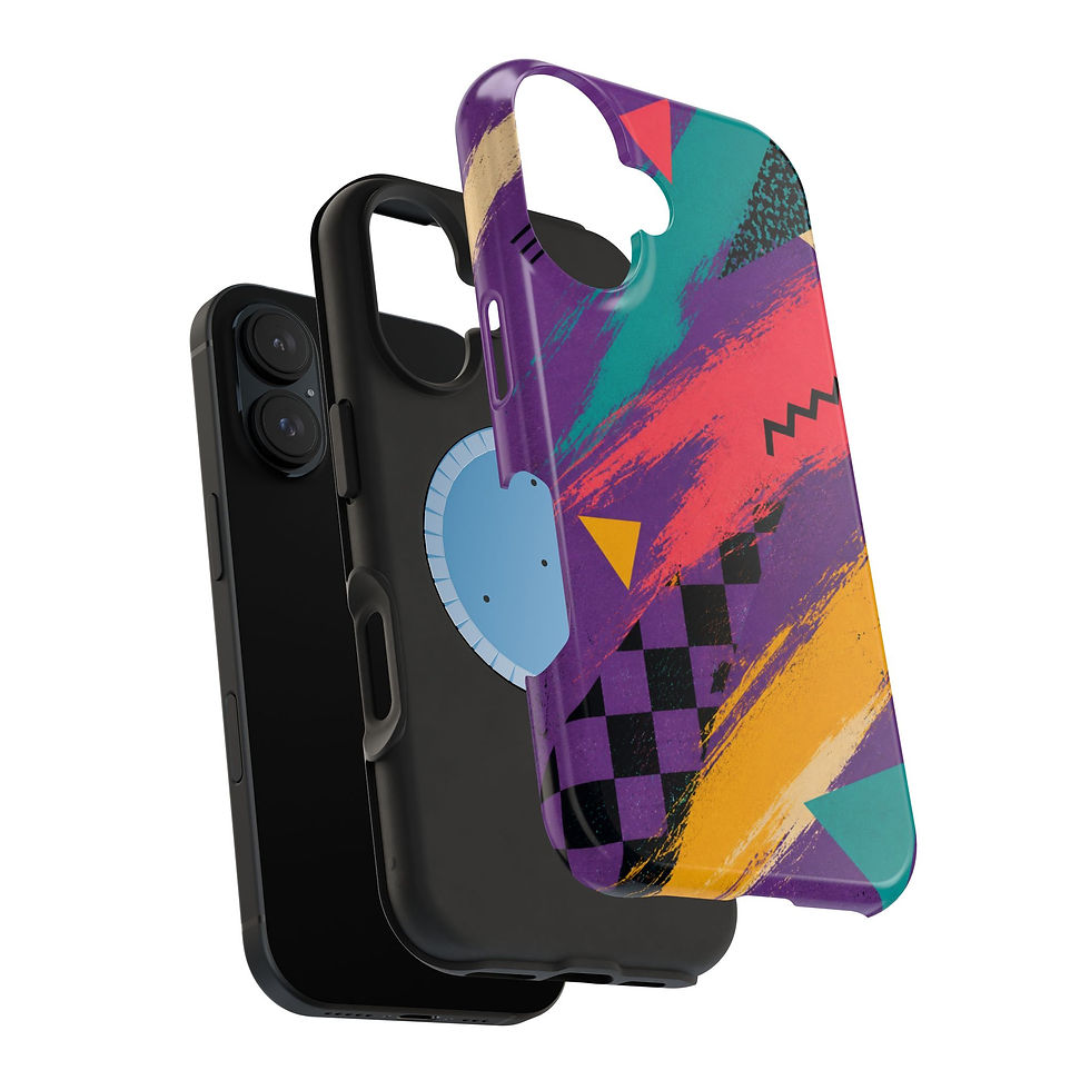 Miniaturbild: Teal Static Retro 80s Glossy Magnetic Phone Case with MagSafe
