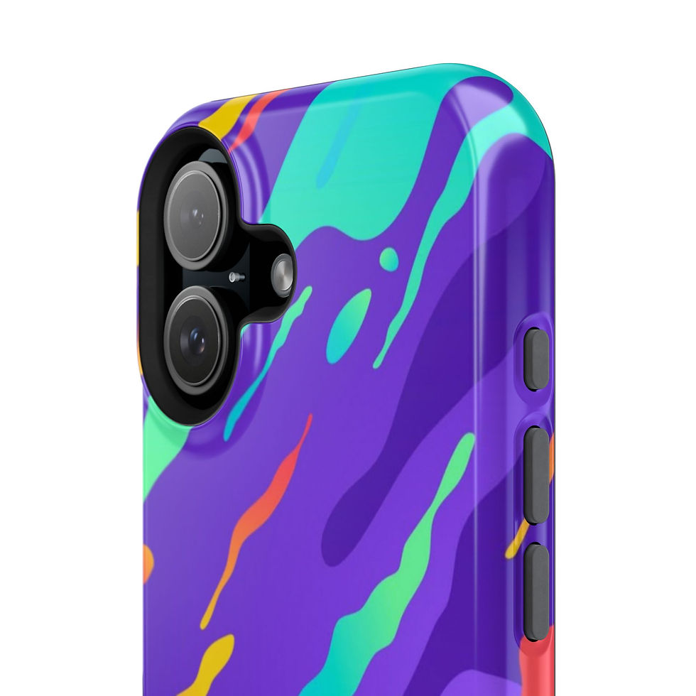 サムネイル： Neon Liquid Flow Glossy Magnetic Phone Case – Camera and Side Detail