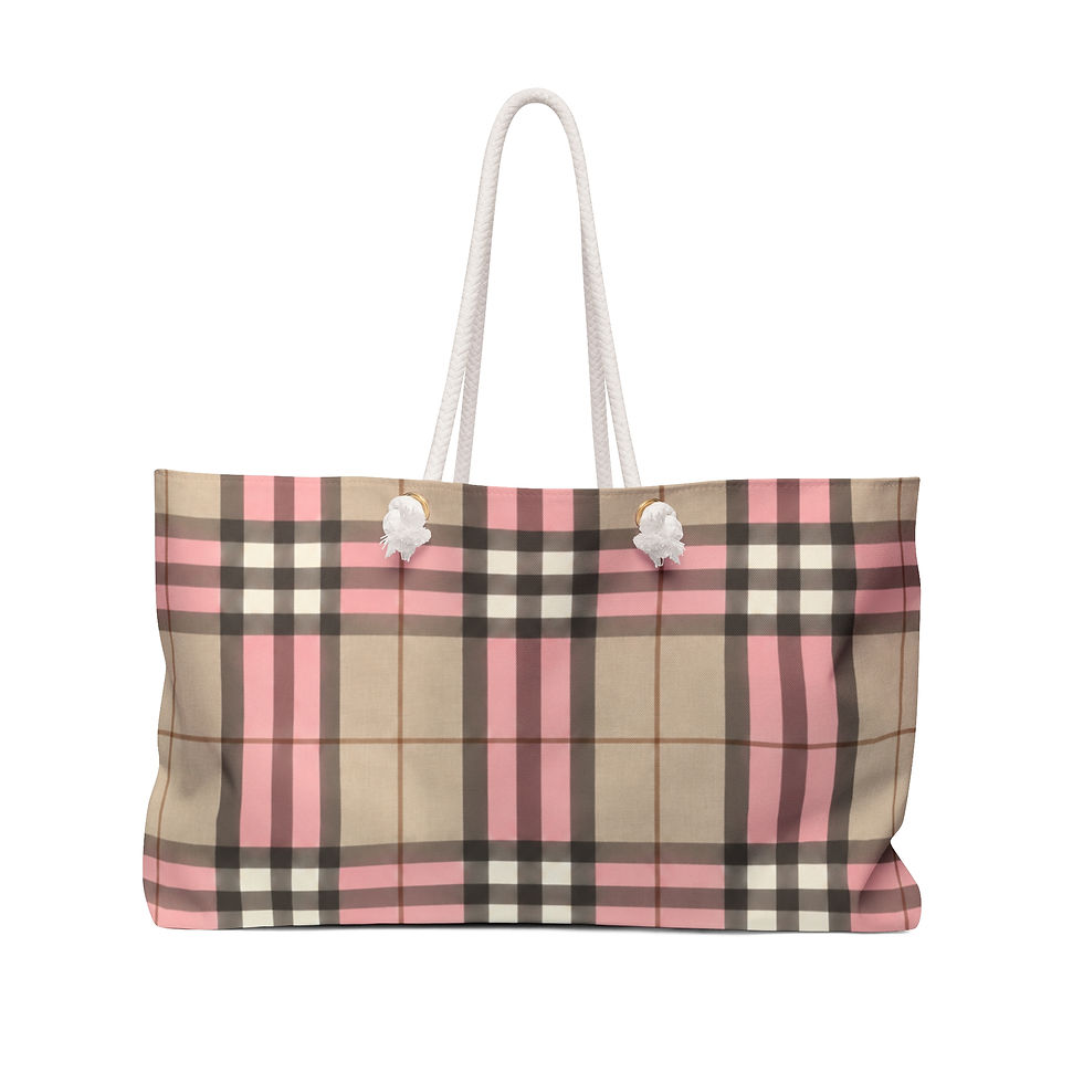 Champagne Blush Heritage Vintage Plaid Weekender Bag – Front View