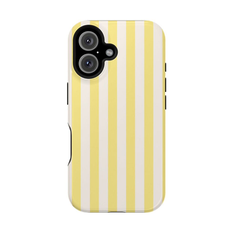 Lemon Cream Stripe Glossy Magnetic Phone Case – Front Picture