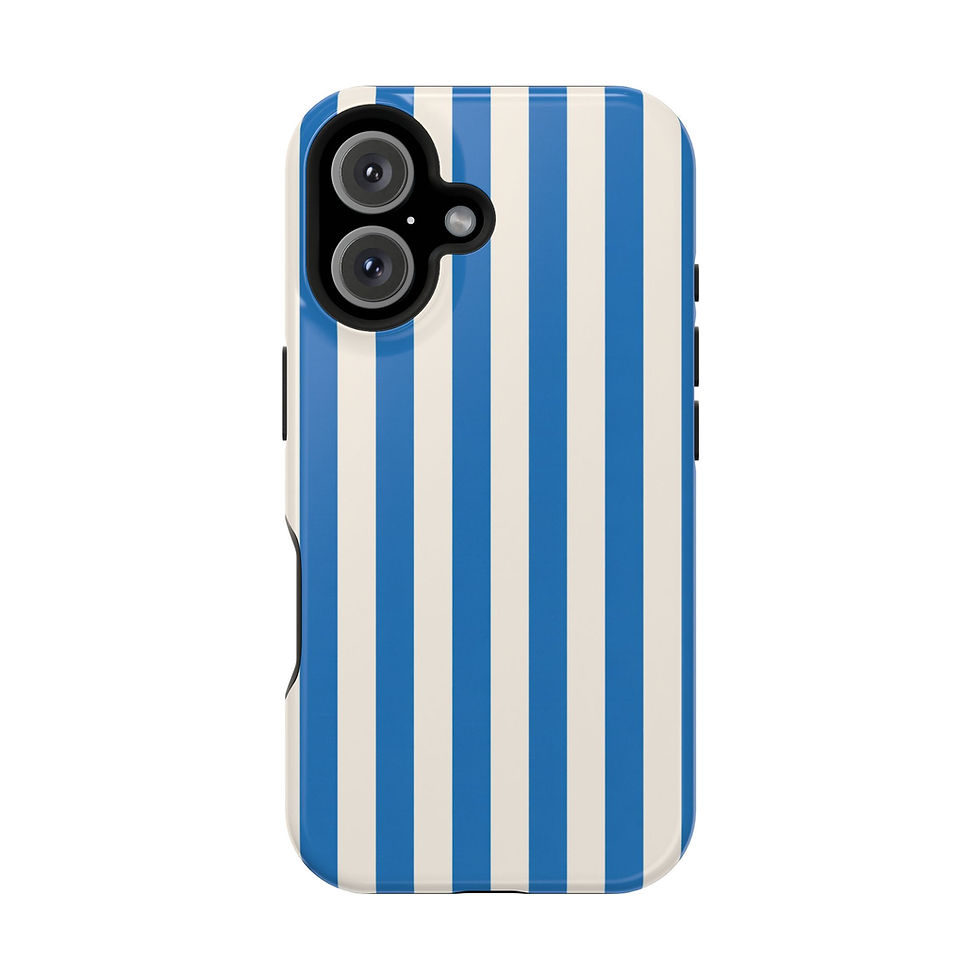 Coastal Blue Stripe Glossy Magnetic Phone Case – Front Picture