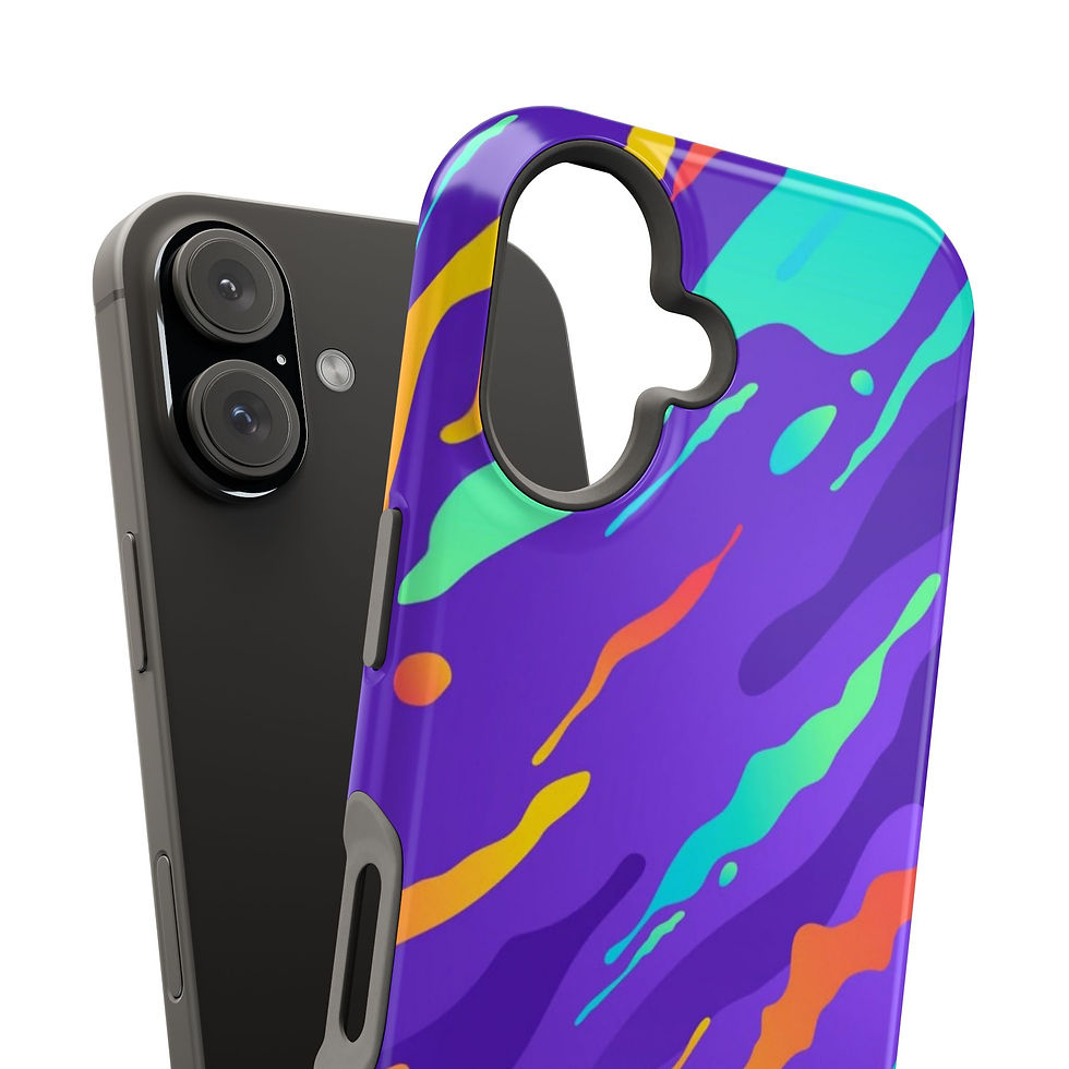 Miniatyrbild: Neon Liquid Flow Glossy Magnetic Phone Case – Interior and Back View