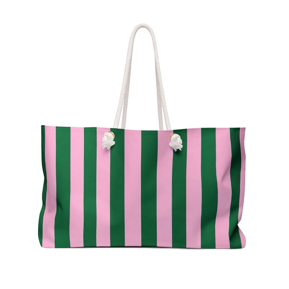 Μικρογραφία: Emerald Pink Stripe Weekender Bag – Front View