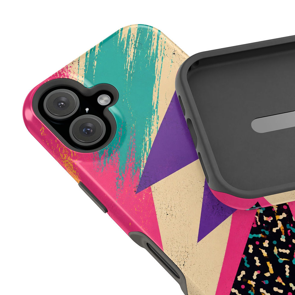 Miniaturbild: Pink Memphis Retro 80s Glossy Phone Case Camera and Interior Detail