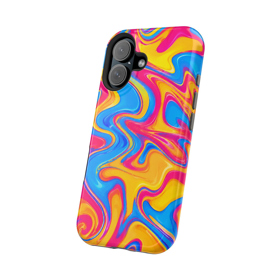 Μικρογραφία: Neon Candy Swirl Glossy Magnetic Phone Case – Angled View