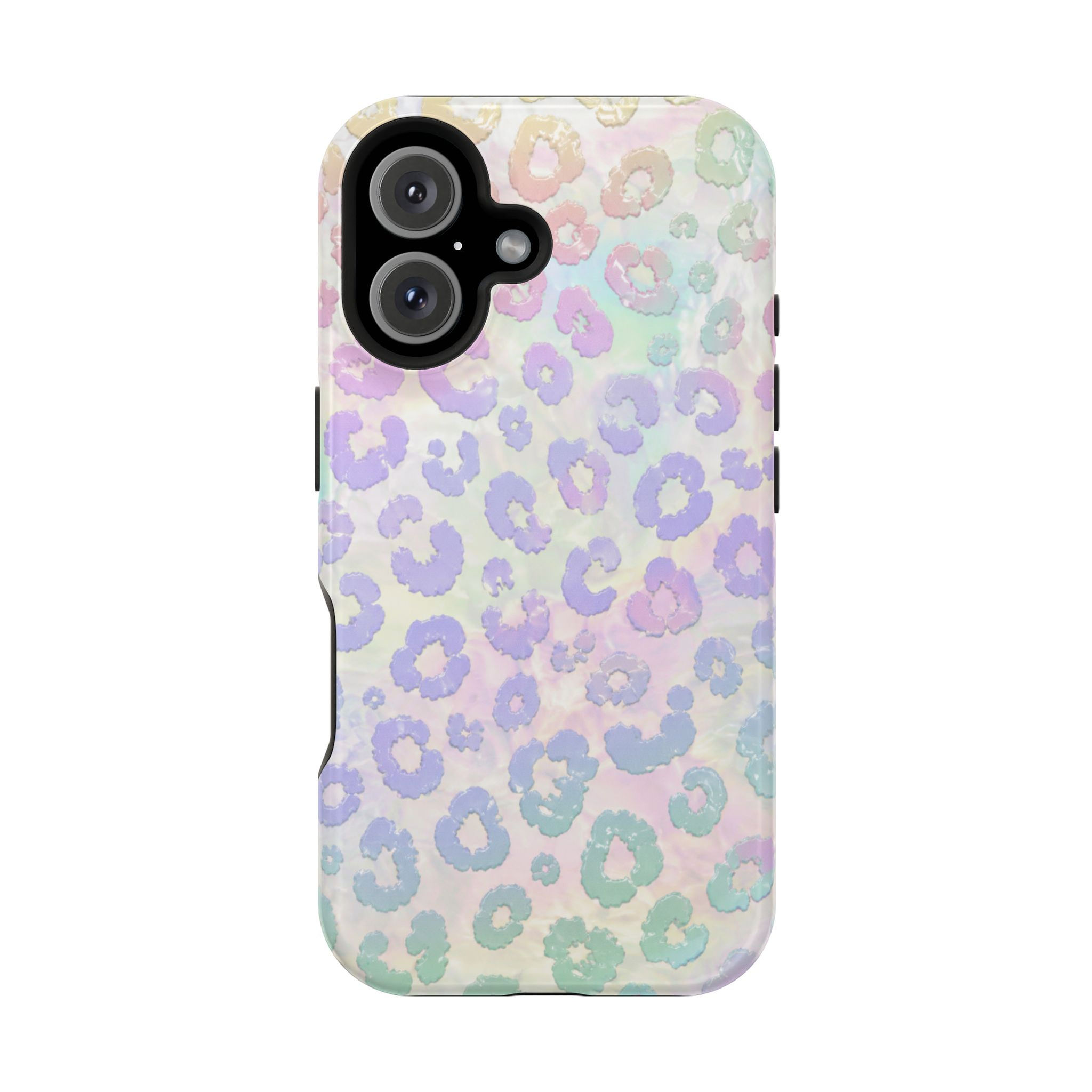 White Opal Leopard Pastel Magnetic Phone Case front view