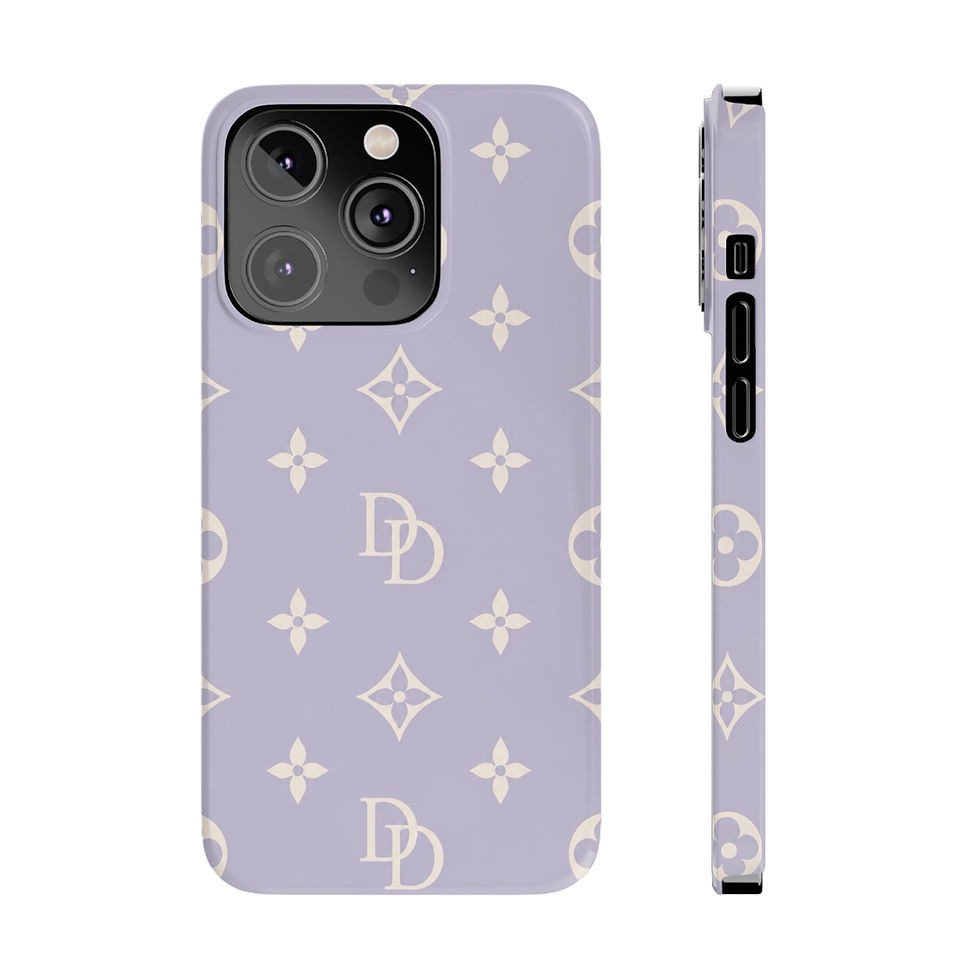 الصورة المصغرة: Lavande Royale Luxury Monogram Slim iPhone Case – Back and Side Profile View