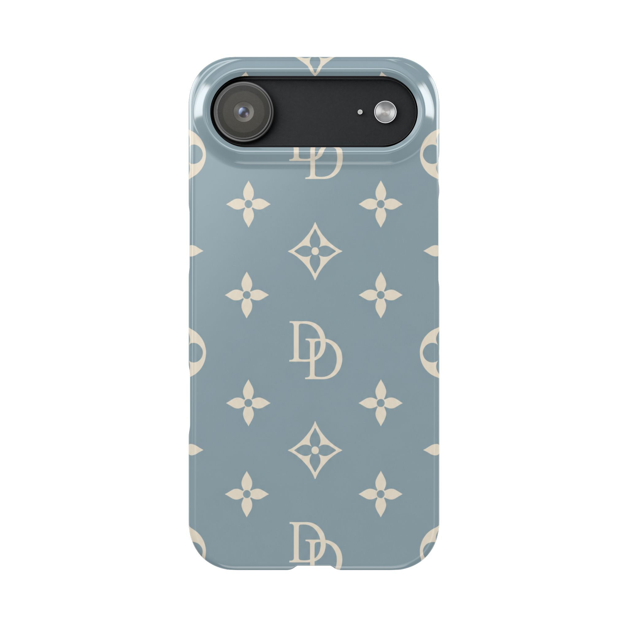 Bleu de Versailles Luxury Monogram Slim iPhone Case – Front Picture