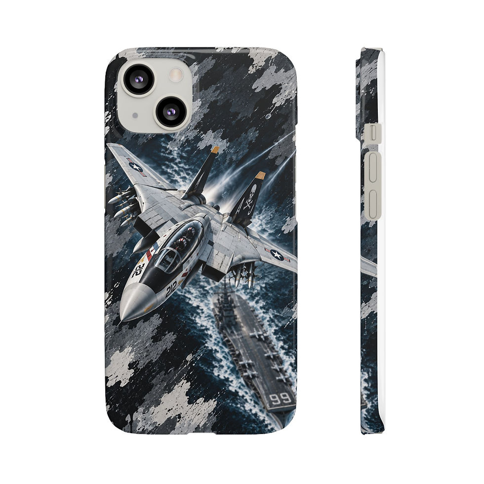 Thumbnail: F-14 Tomcat Naval Strike Urban Camo Slim Phone Case – iPhone 17 Air Front and Side View