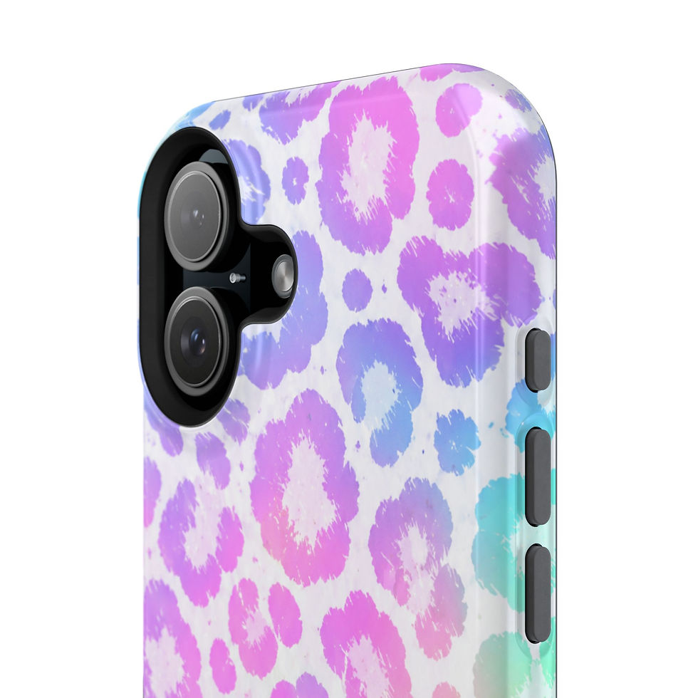 Миниатюра: Pastel Rainbow Leopard Glossy Magnetic Phone Case – Camera and Side Detail