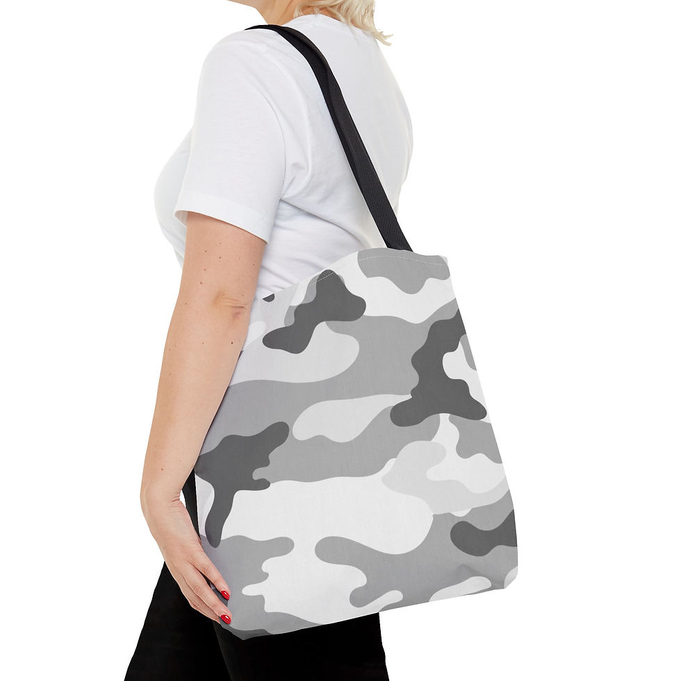 Miniatura: Arctic White Camo Tote Bag – Men’s Side Carry View