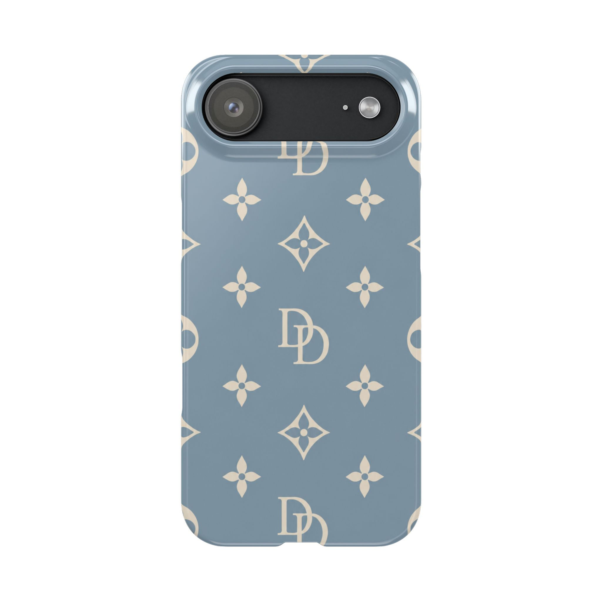 Bleu Riviera Luxury Monogram Slim iPhone Case – Front Picture