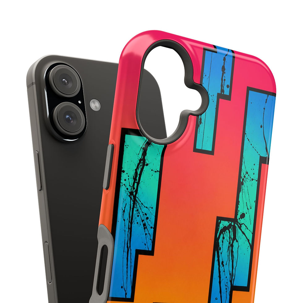 Indexkép: Neon Blocks Retro Surf Glossy Magnetic Phone Case Interior and Back View