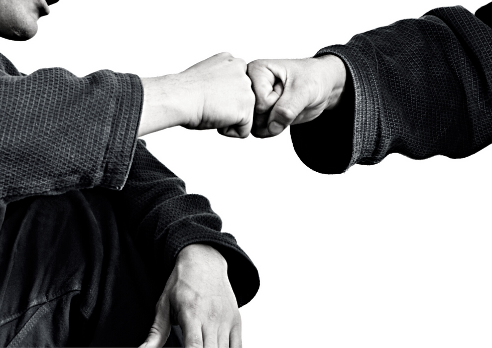bjj partners fist bump. Slap and bump