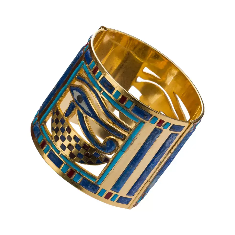 Thumbnail: King Shoshenq II Bracelet - Handmade Copper Gilded with 24 Karat Gold and Stones