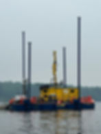 High angle view of Epiroc Christensen 160 Smart Drill on a barge