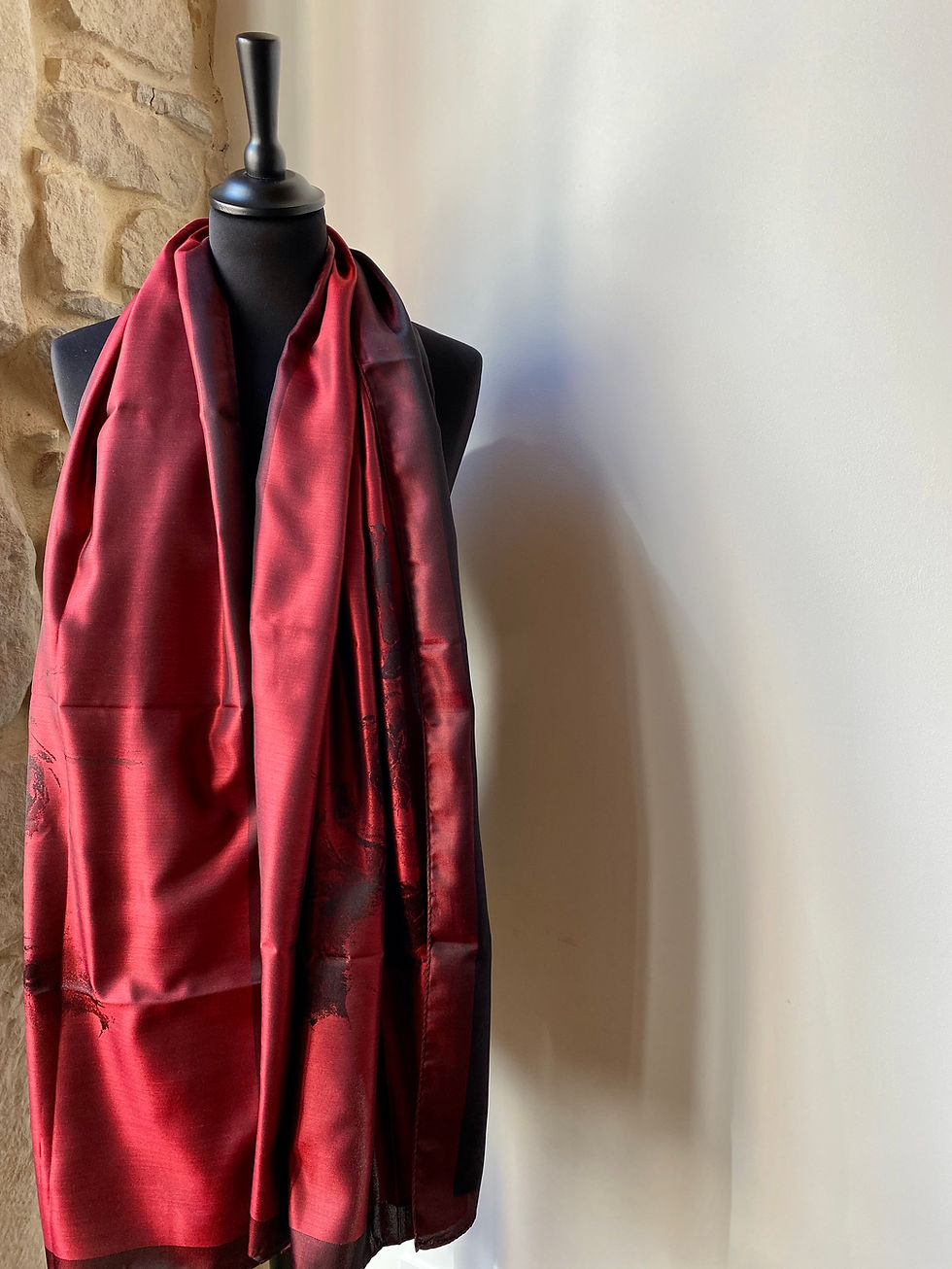 Miniature : Châle Jacquard Grand Ramage Rouge 1
