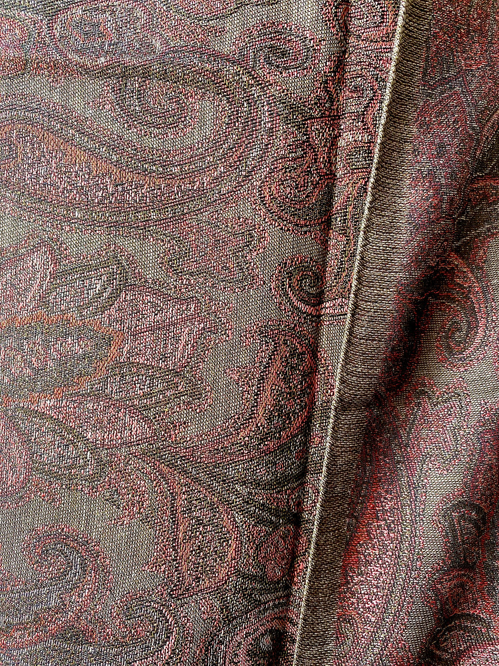 Miniature : Étole Soie et Cachemire Grand Cachemire Gris Bordeaux 4