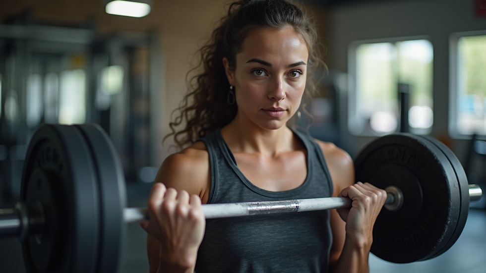 Close-up view of a fitness coach demonstrating proper lifting technique to a client