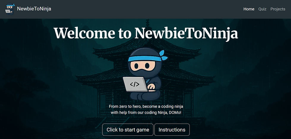 Newbie to Ninja website, shown on different devices.