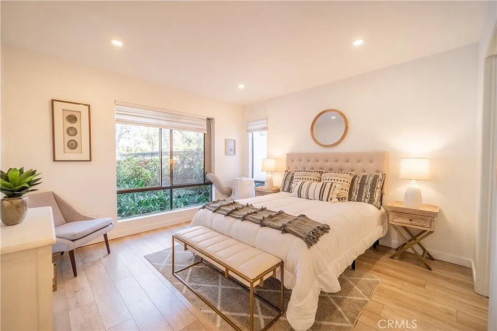 Clean, recessed LED ceiling lights with dimmers in a Huntington Beach condo