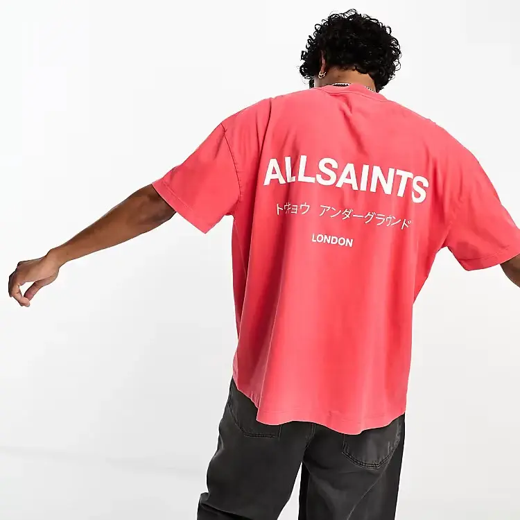 All Saints AllSaints Underground oversized t-shirt in ruby red