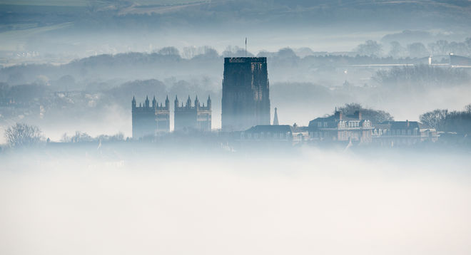 Durham Cathedral in a cloud inversion