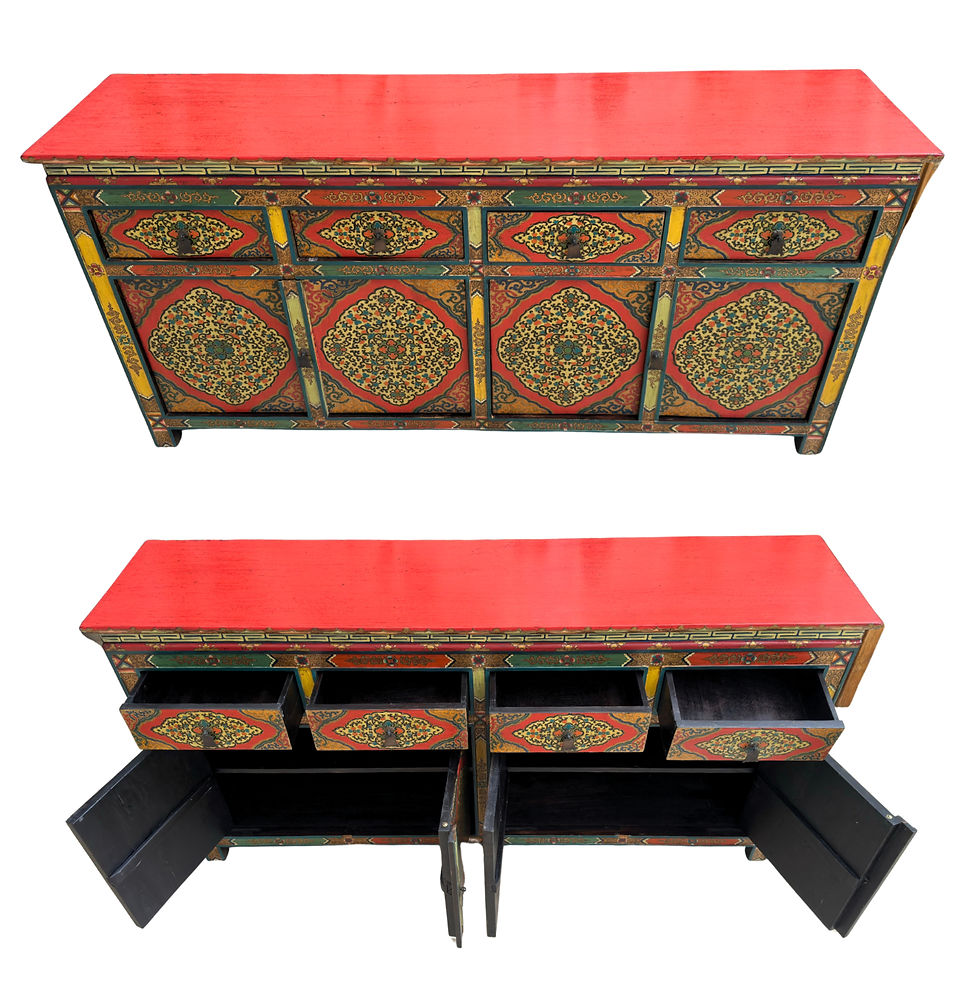 Thumbnail: Interior view of Tibetan buffet cabinet with drawers and storage space
