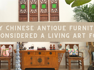 Daosden showroom interior featuring authentic Chinese antique furniture, carved wooden cabinets, lattice panels, porcelain accents, and traditional seating.